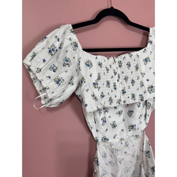 NEW NWT Reformation Emilia White Floral Mini Linen Cut Out Dress Size 10 - Picture 6 of 6